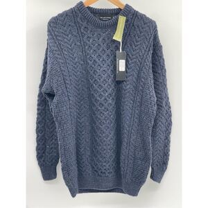 Rue Saint Patrick Sweater Wool Men XXL Blue Fisherman Ireland Pullover‎ New